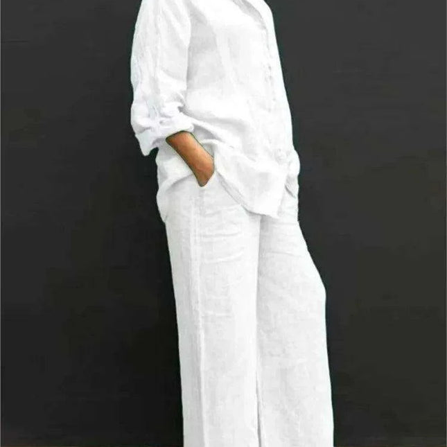 Elegant Vintage Cotton-Linen Women's 2-Piece Set