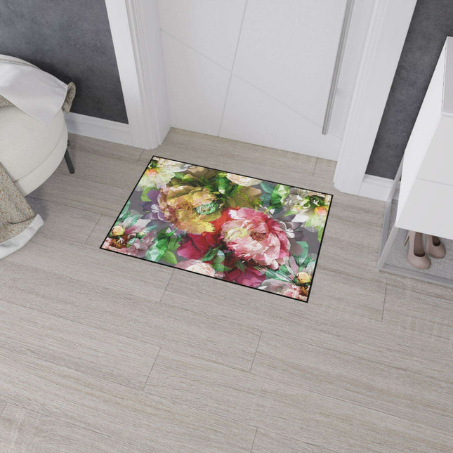 Elegant Vintage Floral Area Rug with Stylish Black Border and Non-Slip Backing