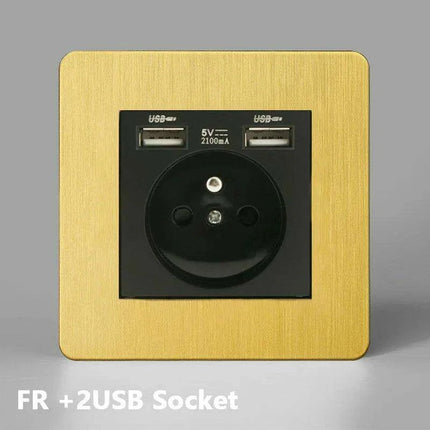 Elegant Vintage Gold Dimmer Switches with USB - 1, 2, 3 Gang 2 Way Sockets for French EU Plugs - Très Elite