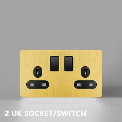Elegant Vintage Gold Dimmer Switches with USB - 1, 2, 3 Gang 2 Way Sockets for French EU Plugs - Très Elite