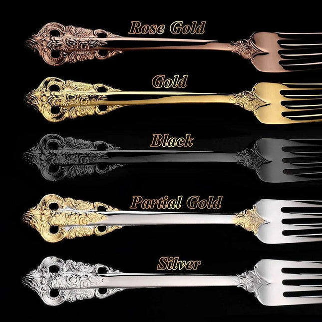 Elegant Vintage Gold-Plated Flatware Set with Colorful Accents for 6 - 30-Piece Collection
