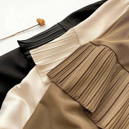 Elegant Vintage High Waist Pleated Ruffle Umbrella Skirt for Women – Mid Length A-line Fashion in Solid Colors - Très Elite