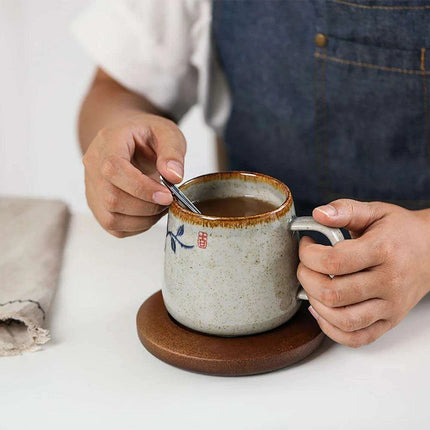 Elegant Vintage Japanese Porcelain Coffee Cup Set with Spoon & Lid - 380ml Perfect for Gifting - Très Elite