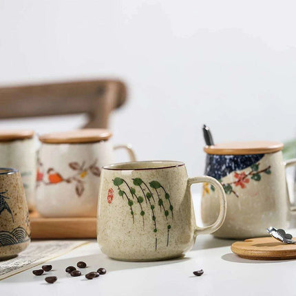Elegant Vintage Japanese Porcelain Coffee Cup Set with Spoon & Lid - 380ml Perfect for Gifting - Très Elite