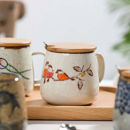 Elegant Vintage Japanese Porcelain Coffee Cup Set with Spoon & Lid - 380ml Perfect for Gifting - Très Elite