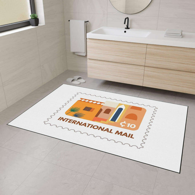 Elegant Vintage Stamp Area Rug with Safety-Enhanced Non-Slip Base