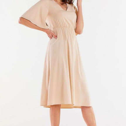 Elegant Viscose Day Dress with Flared Hem - Très Elite