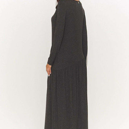 Elegant Viscose Knit Maxi Dress with Modern Touches - Très Elite