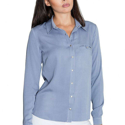 Elegant Viscose Long Sleeve Shirt with Stylish Press Studs by Figl - Très Elite