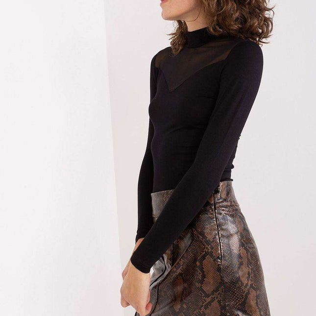 Elegant Viscose Long Sleeve Turtleneck Blouse