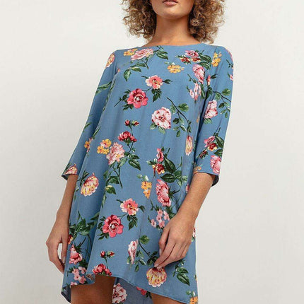 Elegant Viscose Patterned Midi Dress