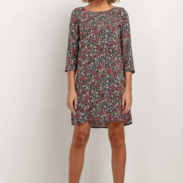 Elegant Viscose Patterned Midi Dress