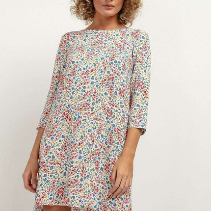 Elegant Viscose Patterned Midi Dress