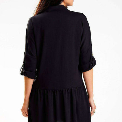 Elegant Viscose Shirt Dress with Luxe Gold Button Details - Très Elite