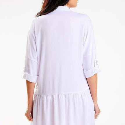 Elegant Viscose Shirt Dress with Luxe Gold Button Details - Très Elite