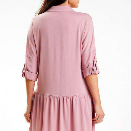 Elegant Viscose Shirt Dress with Luxe Gold Button Details - Très Elite