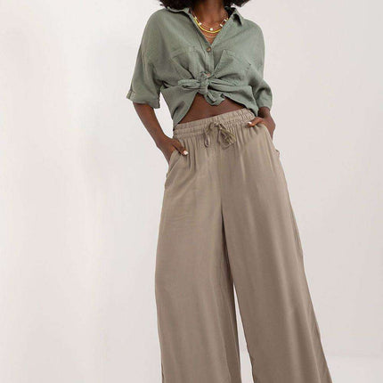 Elegant Viscose Wide-Leg Trousers for Contemporary Women