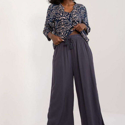 Elegant Viscose Wide-Leg Trousers for Contemporary Women