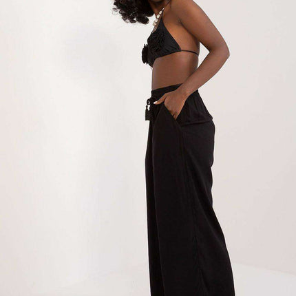 Elegant Viscose Wide-Leg Trousers for Contemporary Women - Très Elite