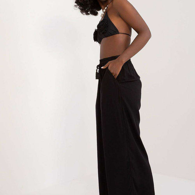 Elegant Viscose Wide-Leg Trousers for Contemporary Women