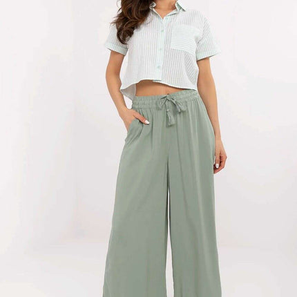 Elegant Viscose Wide-Leg Trousers for Contemporary Women