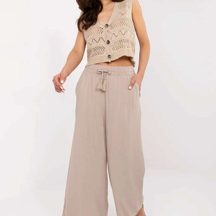 Elegant Viscose Wide-Leg Trousers for Contemporary Women