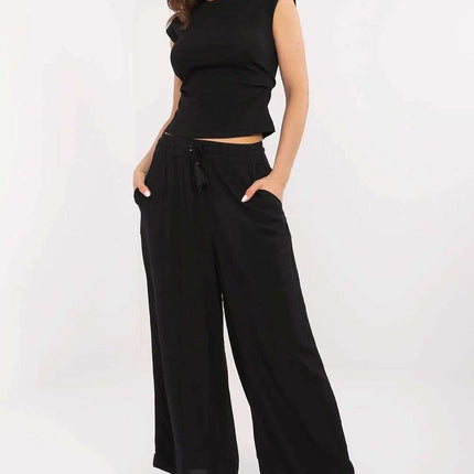 Elegant Viscose Wide-Leg Trousers for Contemporary Women