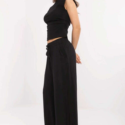 Elegant Viscose Wide-Leg Trousers for Contemporary Women - Très Elite
