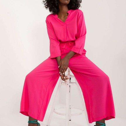 Elegant Viscose Wide-Leg Trousers for Contemporary Women - Très Elite