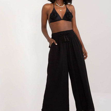 Elegant Viscose Wide-Leg Trousers for Contemporary Women