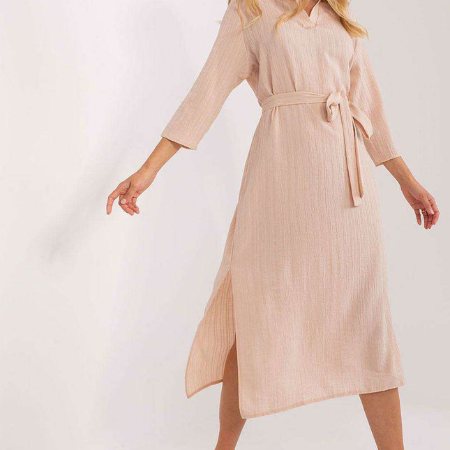 Elegant Waist-Tie Dress with Chic Comfort