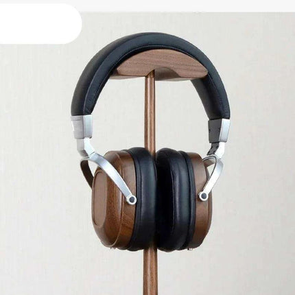 Elegant Walnut and Copper Earphone Stand - Chic Organizer for a Refined Workspace - Très Elite