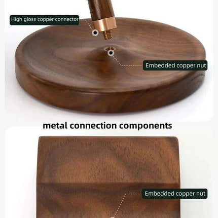 Elegant Walnut and Copper Earphone Stand - Chic Organizer for a Refined Workspace - Très Elite