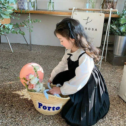 Elegant White Blouse and Chic Black Pleated Skirt for Little Girls - Très Elite