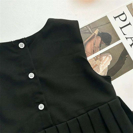 Elegant White Blouse and Chic Black Pleated Skirt for Little Girls - Très Elite