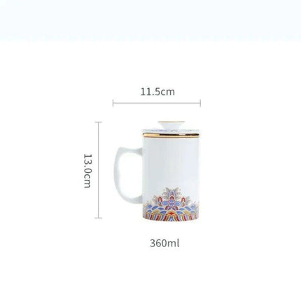 Elegant White Ceramic Tea Infuser Mug with Built-in Strainer and Lid for Ideal Tea Brewing Experience - Très Elite