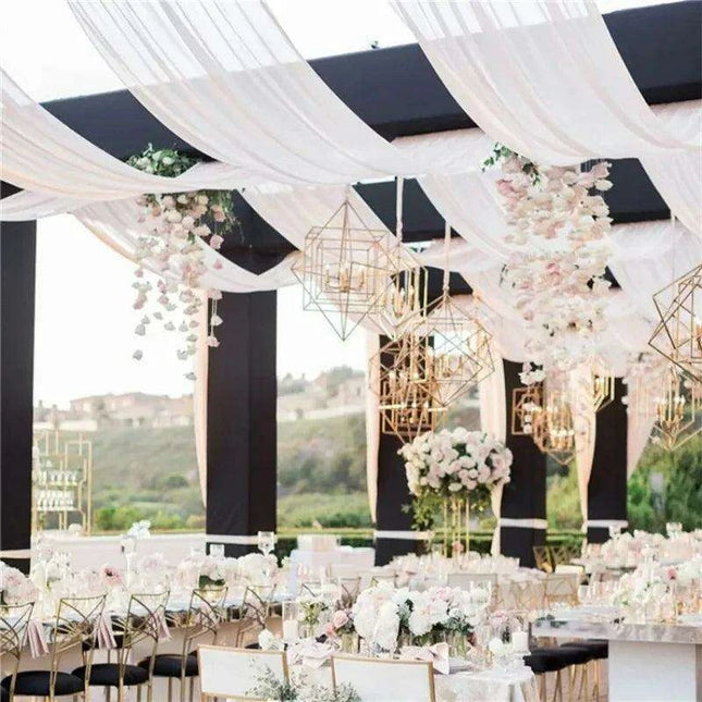 Elegant White Chiffon Ceiling Drapes for Stunning Event Decor - Très Elite