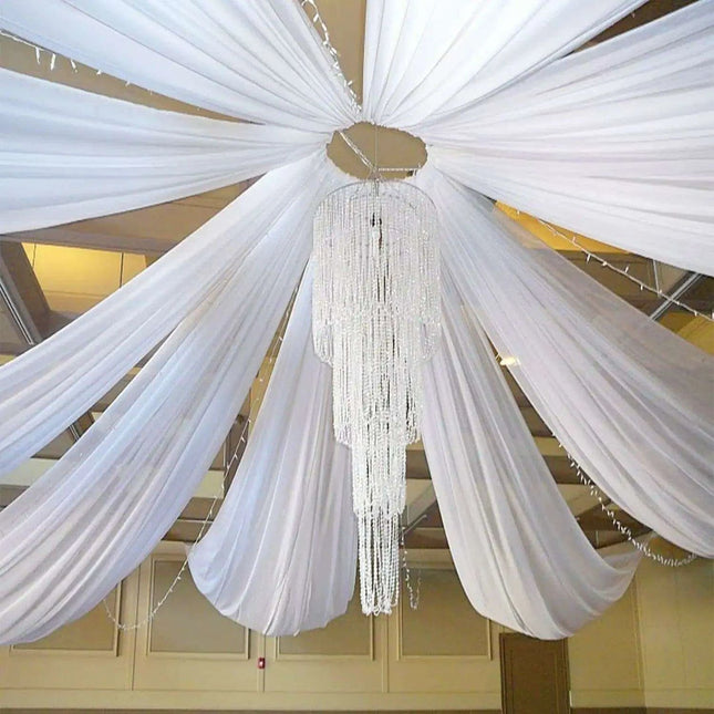 Elegant White Chiffon Ceiling Drapes for Stunning Event Decor - Très Elite