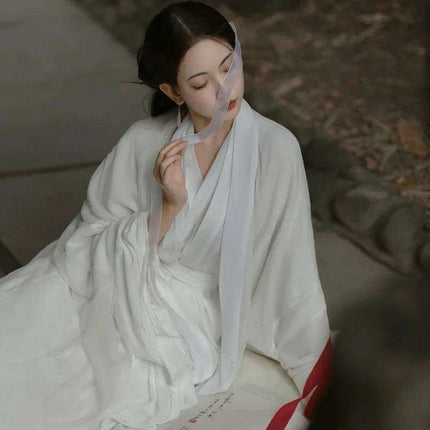 Elegant White Hanfu Dress for Women - Ancient Chinese Fairy Cosplay Costume in Plus Sizes - Très Elite