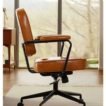 Elegant White Leather Rolling Desk Chair with Swivel Motion - Très Elite