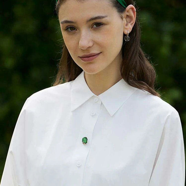 Elegant White Pleated Shirt Dress with Belt for Women - Spring Collection