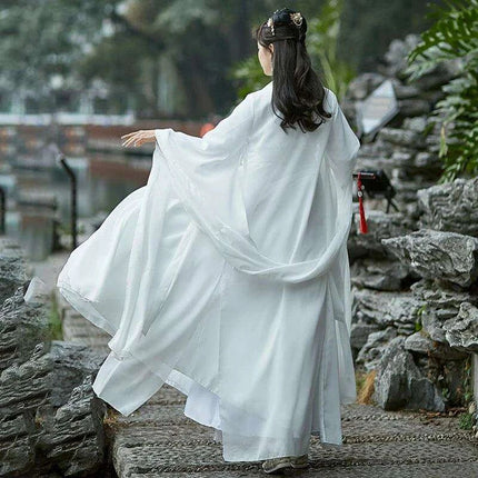 Elegant White Tang Dynasty Hanfu Dress for Women - Perfect for Cosplay and Magical Gatherings - Très Elite