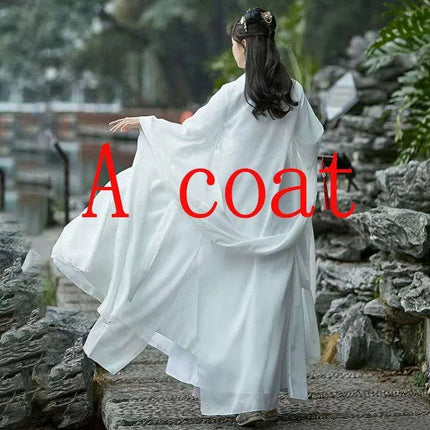 Elegant White Tang Dynasty Hanfu Dress for Women - Perfect for Cosplay and Magical Gatherings - Très Elite