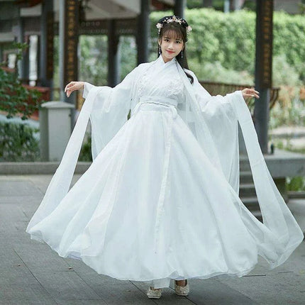 Elegant White Tang Dynasty Hanfu Dress for Women - Perfect for Cosplay and Magical Gatherings - Très Elite
