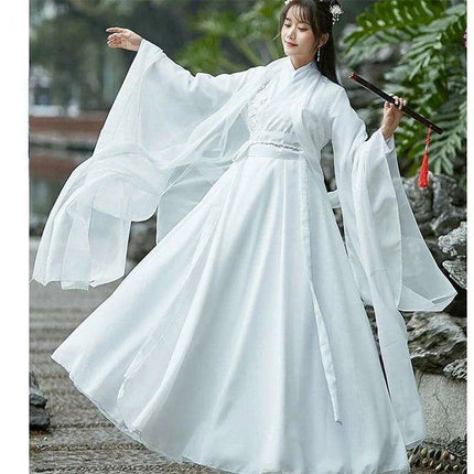Elegant White Tang Dynasty Hanfu Dress for Women - Perfect for Cosplay and Magical Gatherings - Très Elite