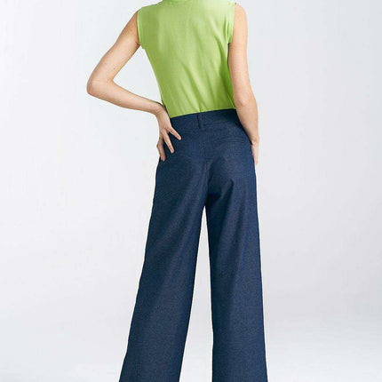 Elegant Wide Leg Cotton Trousers With Chic Pleats Online