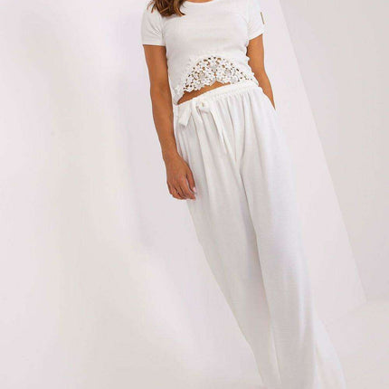 Elegant Wide-Leg Summer Trousers with Chic Waist Detail for Women