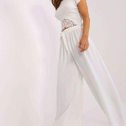 Elegant Wide-Leg Summer Trousers with Chic Waist Detail for Women - Très Elite