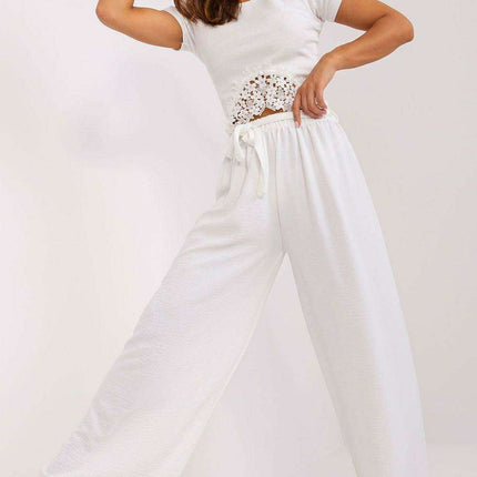 Elegant Wide-Leg Summer Trousers with Chic Waist Detail for Women - Très Elite