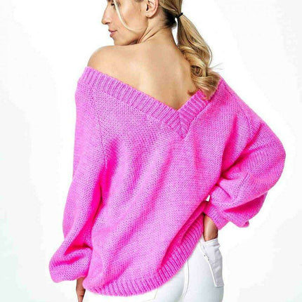 Elegant Wide Sleeve Deep V-Neck Sweater - Très Elite